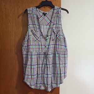 Torrid Multicolor Plaid Sleeveless Blouse